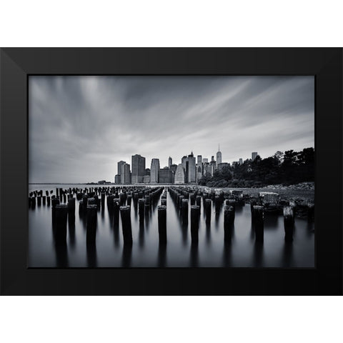 NYC Black Modern Wood Framed Art Print by Jubic, Srecko