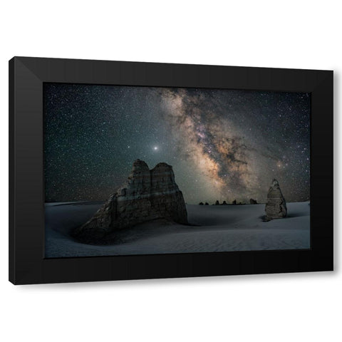 Stardust Black Modern Wood Framed Art Print by Cui, Yuan
