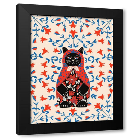 Catrioshka Black Modern Wood Framed Art Print by Jotadejai