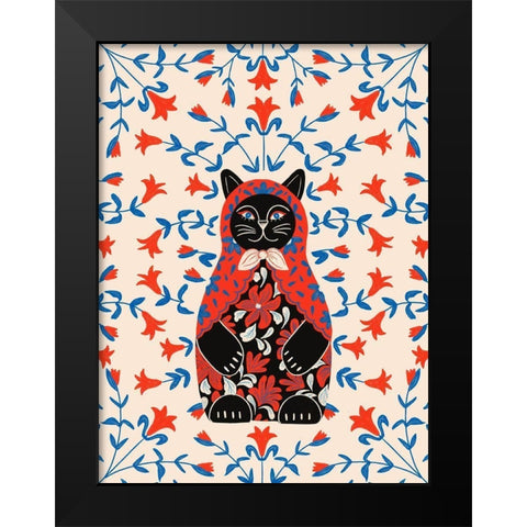 Catrioshka Black Modern Wood Framed Art Print by Jotadejai
