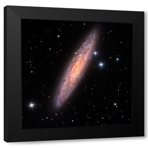 Sculptor Galaxy Black Modern Wood Framed Art Print by Chander, Vikas