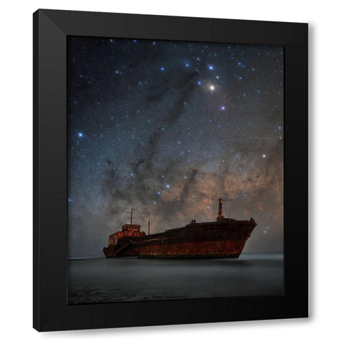 Aparajith Black Modern Wood Framed Art Print by Chander, Vikas