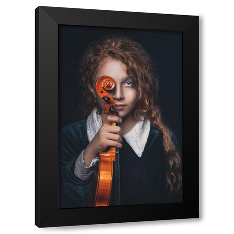The Daughter A Violinist Black Modern Wood Framed Art Print with Double Matting by Avantgarde Awards