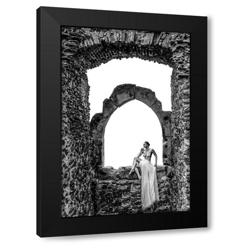 Thinking Black Modern Wood Framed Art Print with Double Matting by D. Pop, Ovi