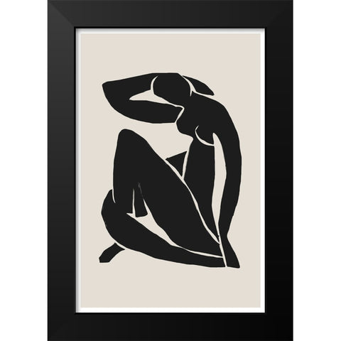Woman Black Modern Wood Framed Art Print by The Miuus Studio