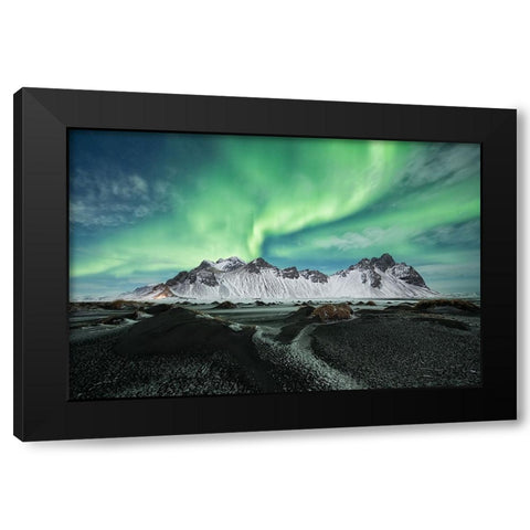 Stokksnes Aurora Black Modern Wood Framed Art Print by Alicke, Bjoern