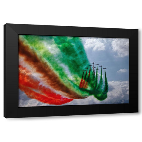 Frecce Tricolori Black Modern Wood Framed Art Print with Double Matting by Vizzari, Giuseppe