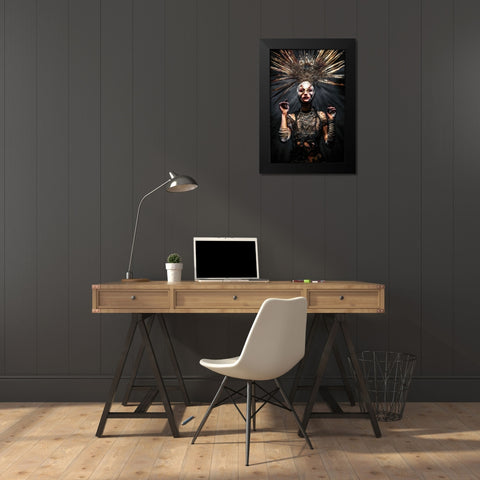 We come in peace Black Modern Wood Framed Art Print by Tesching, Klaus