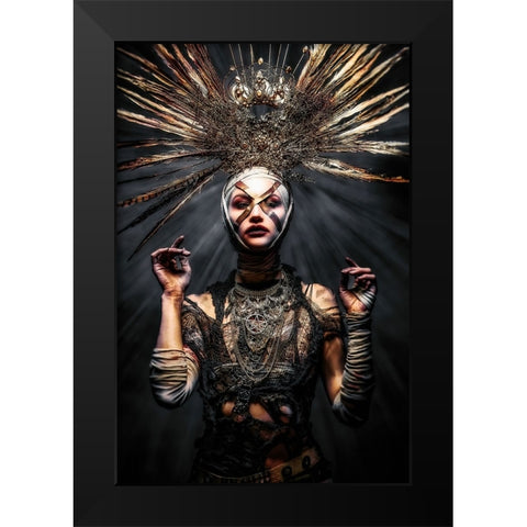We come in peace Black Modern Wood Framed Art Print by Tesching, Klaus