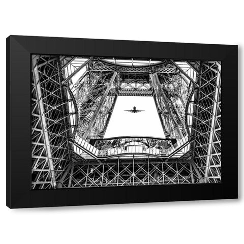 Paris Eifel Black Modern Wood Framed Art Print with Double Matting by Philippe, Laruelle