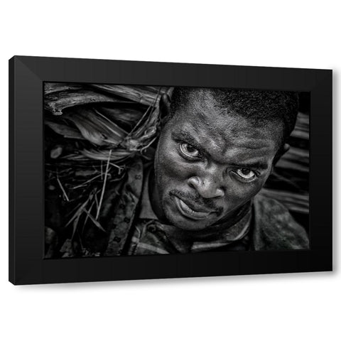 Ethiopian Carrying Pieces Of Wood. Black Modern Wood Framed Art Print by Inazio Kuesta, Joxe