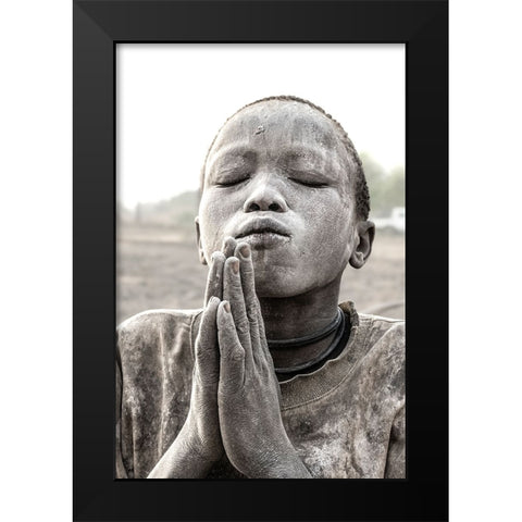 Praying Black Modern Wood Framed Art Print by Molina, Elena