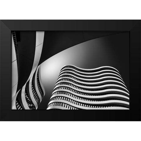 Waves Black Modern Wood Framed Art Print by Figueras, Antoni