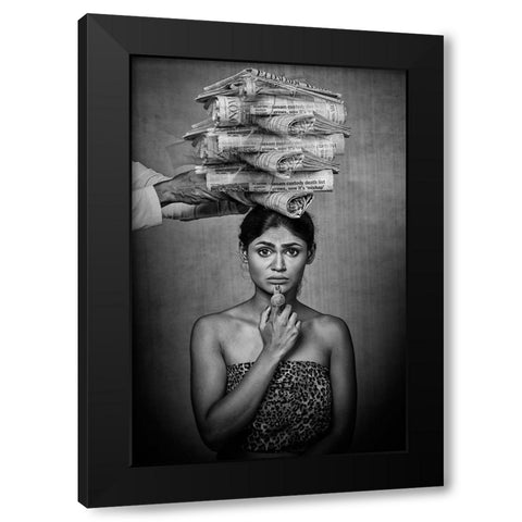 Pressure Of Media Black Modern Wood Framed Art Print by Bhattacharyya, Partha