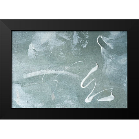 Green And White Acrylic No 1 Black Modern Wood Framed Art Print by Uplusmestudio