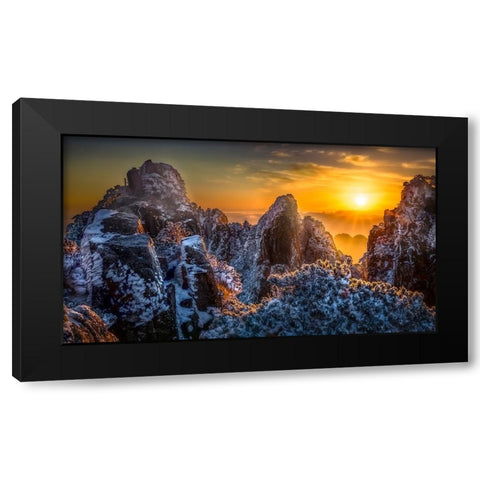 The Yellow Mountain Black Modern Wood Framed Art Print by Lim, Jack