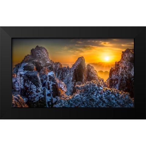 The Yellow Mountain Black Modern Wood Framed Art Print by Lim, Jack