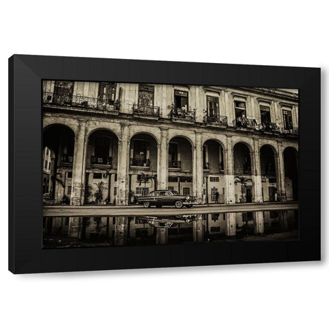 Habana street Black Modern Wood Framed Art Print by Morishige, Koji