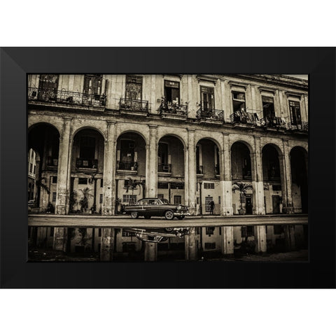 Habana street Black Modern Wood Framed Art Print by Morishige, Koji