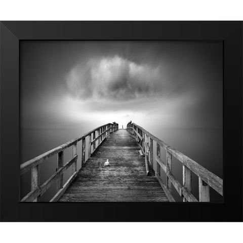 Ancient Pier Of Sassnitz Black Modern Wood Framed Art Print by Winkler, Jens
