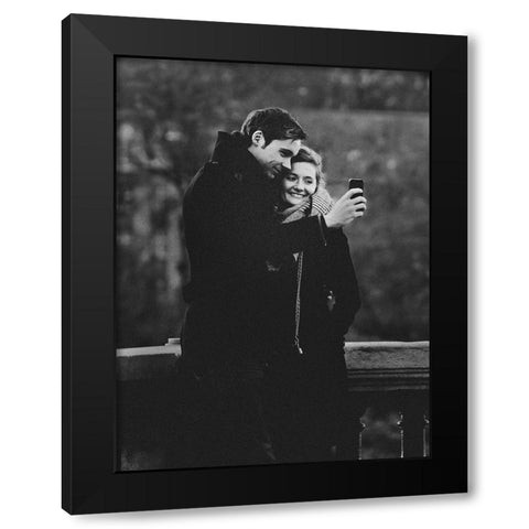 Couple Selfie Black Modern Wood Framed Art Print by Yamamoto, Eiji
