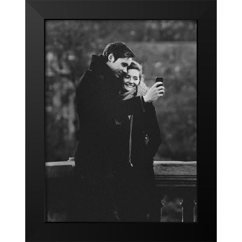 Couple Selfie Black Modern Wood Framed Art Print by Yamamoto, Eiji