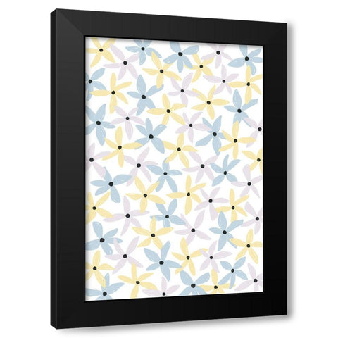 Playful Flowers Black Modern Wood Framed Art Print with Double Matting by Uplusmestudio
