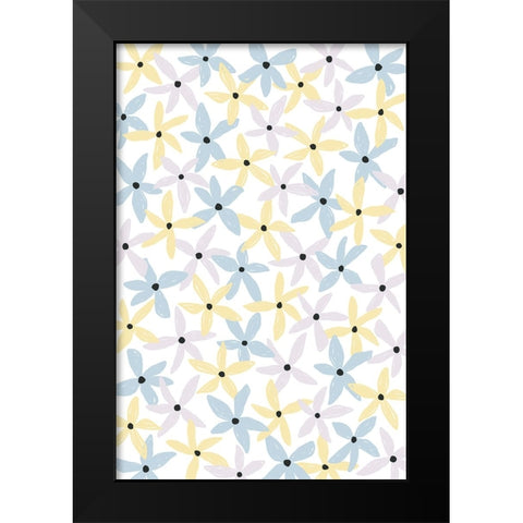 Playful Flowers Black Modern Wood Framed Art Print by Uplusmestudio