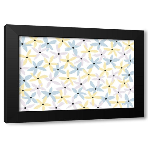 Playful Flowers Black Modern Wood Framed Art Print by Uplusmestudio