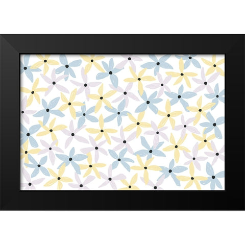 Playful Flowers Black Modern Wood Framed Art Print by Uplusmestudio