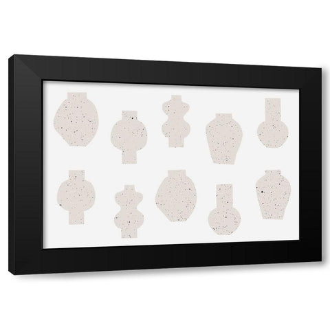 Abstract Vases Beige Black Modern Wood Framed Art Print by Uplusmestudio