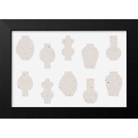 Abstract Vases Beige Black Modern Wood Framed Art Print by Uplusmestudio