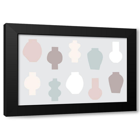 Abstract Vases Pastel Black Modern Wood Framed Art Print by Uplusmestudio