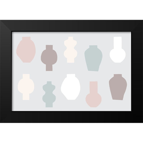 Abstract Vases Pastel Black Modern Wood Framed Art Print by Uplusmestudio