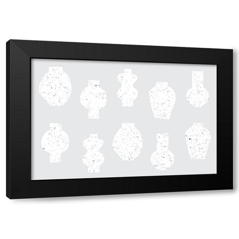 Abstract Vases White Black Modern Wood Framed Art Print with Double Matting by Uplusmestudio