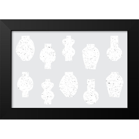 Abstract Vases White Black Modern Wood Framed Art Print by Uplusmestudio