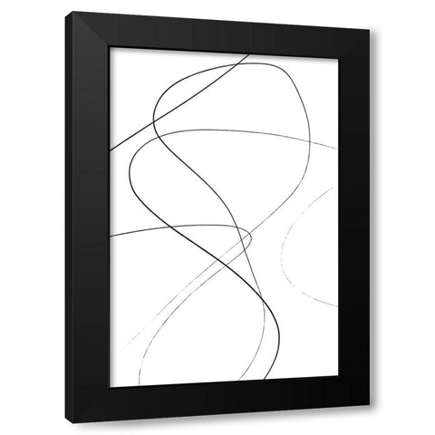 Loose Lines Black Modern Wood Framed Art Print by Uplusmestudio