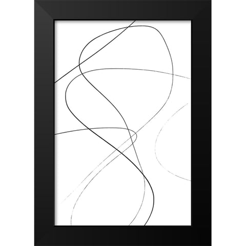 Loose Lines Black Modern Wood Framed Art Print by Uplusmestudio