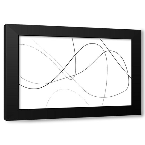 Loose Lines Black Modern Wood Framed Art Print with Double Matting by Uplusmestudio