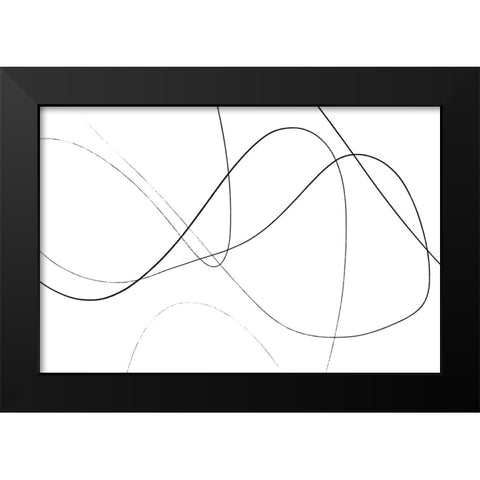 Loose Lines Black Modern Wood Framed Art Print by Uplusmestudio