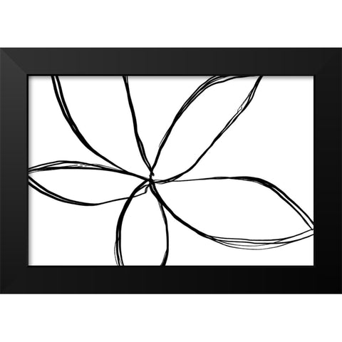 Simple Flower Black Modern Wood Framed Art Print by Uplusmestudio