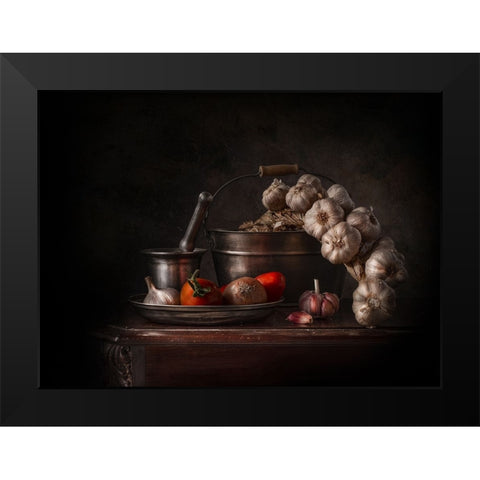 Daily Black Modern Wood Framed Art Print by Perfoncio, Margareth