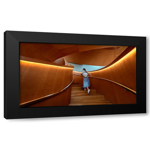 Stairs 2 Black Modern Wood Framed Art Print with Double Matting by Zhou, Steven