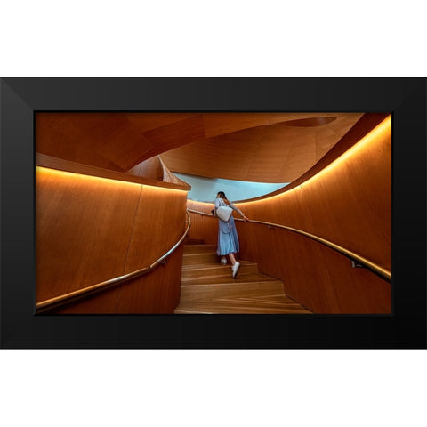 Stairs 2 Black Modern Wood Framed Art Print by Zhou, Steven