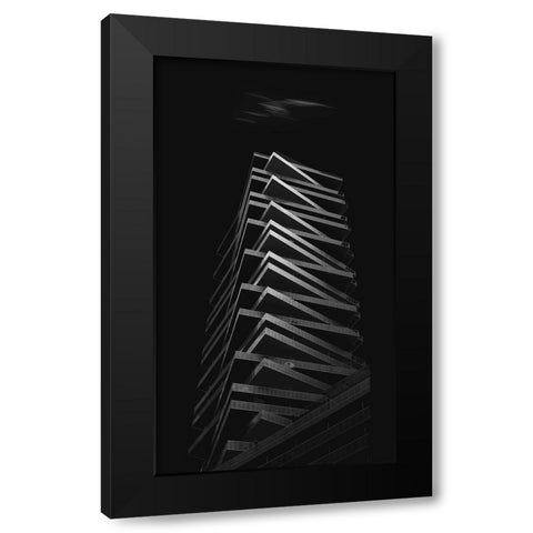 Zigzag Black Modern Wood Framed Art Print with Double Matting by And Hongchao, Gu