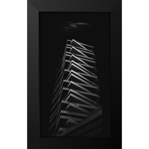 Zigzag Black Modern Wood Framed Art Print by And Hongchao, Gu