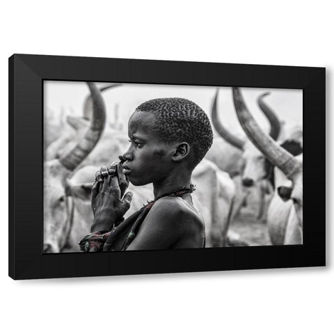 Mundari Girl - South Sudan Black Modern Wood Framed Art Print by Inazio Kuesta, Joxe