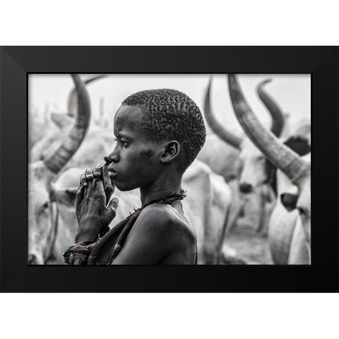 Mundari Girl - South Sudan Black Modern Wood Framed Art Print by Inazio Kuesta, Joxe