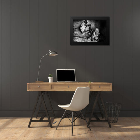 Ilchamus Tribe Children At Home - Kenya Black Modern Wood Framed Art Print by Inazio Kuesta, Joxe