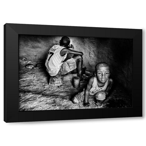 Ilchamus Tribe Children At Home - Kenya Black Modern Wood Framed Art Print by Inazio Kuesta, Joxe
